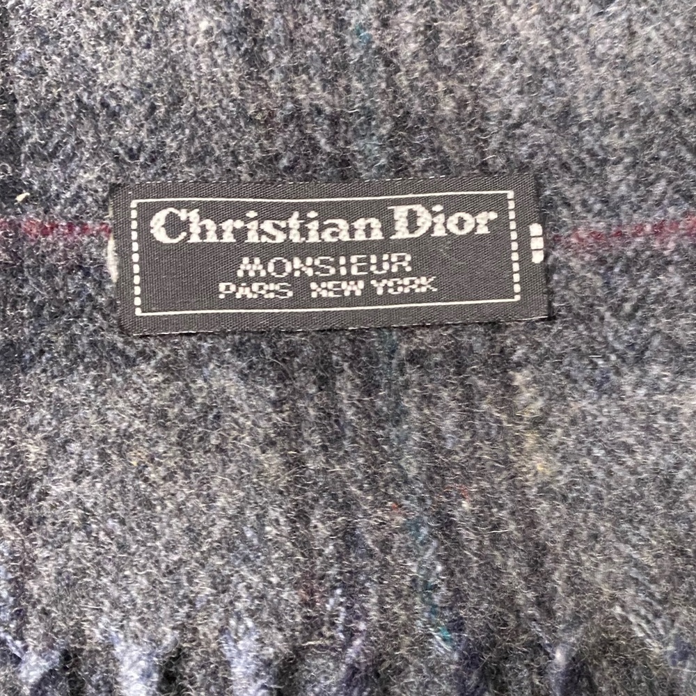 VINTAGE CHRISTIAN DIOR MONSIEUR 100% CASHMERE PLAID SCARF - Picture 3 of 6